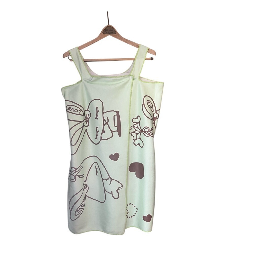My Melody After Shower Wrap / Beach Towel Wrap Green & Brown NWT